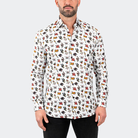 Fibonacci Tattoo Button-Up // White (S)