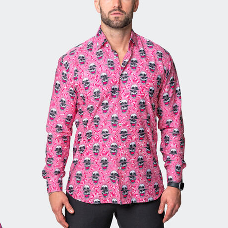 Fibonacci Skull Sonic Button-Up // Pink (S)