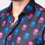 Fibonacci Skull Printed Button-Up // Black (XL)