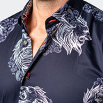 Fibonacci Lion Paisley Button-Up // Black (3XL)