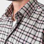 Flannel Plaid Button-Up // Pink + Gray (2XL)