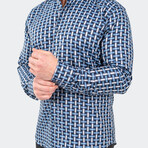 Eins Jacq Digi Weave Button-Up // Blue (L)