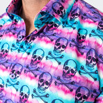 Fibonacci Skull Dye Button-Up // Purple (S)