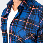 Flannel Large Plaid Button-Up // Pink + Blue (S)