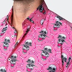 Fibonacci Skull Sonic Button-Up // Pink (2XL)