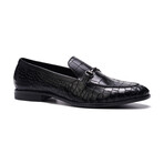 Louis Embosseed Croc Patent Leather Bit Loafer // Black (US: 7)