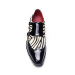 Kai Patent Leather Double Monk // Black + Zebra (US: 7)