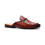 Apollo Embosseed Croc Leather Bit Slides // Tan (US: 7)