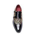 Kai Patent Leather Double Monk // Black + Leopard (US: 7)