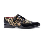 Kai Patent Leather Double Monk // Black + Leopard (US: 7)