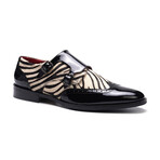 Kai Patent Leather Double Monk // Black + Zebra (US: 7)