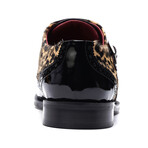 Kai Patent Leather Double Monk // Black + Leopard (US: 7)