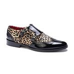 Kai Patent Leather Double Monk // Black + Leopard (US: 7)