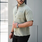 Camp Collar Short-Sleeve Button-Up Shirt // Khaki (S)