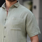 Camp Collar Short-Sleeve Button-Up Shirt // Khaki (S)