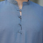 Mandarin Collar Short-Sleeve Henley // Dark Gray (S)