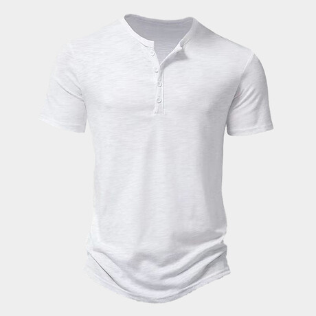 Solid Short-Sleeve Henley // White (XS)