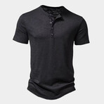 Solid Short-Sleeve Henley // Black (S)