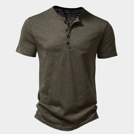 Solid Short-Sleeve Henley // Green (XS)