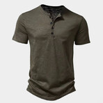 Solid Short-Sleeve Henley // Green (XS)