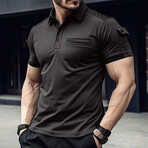 Side Detail Short-Sleeve Polo // Black (S)