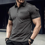 Side Detail Short-Sleeve Polo // Gray (S)