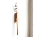 Extended Solid Wood Wall Vase Lamp with Motion Sensor (Medium Natural)