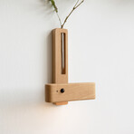 360 Degree Motion Sensor Solid Wood Vase Wall Light (Natural)