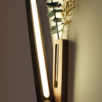 Extended Solid Wood Wall Vase Lamp with Motion Sensor (Medium Natural)