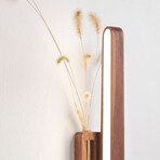 Solid Wood Wall Mount Sconce Vase Touch Switch Light (Medium Natural)