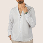 Textured Weave Button-Up Shirt // White (L)