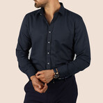 Diamond Patterned Button-Up Shirt // Navy (XL)