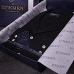 Textured Weave Button-Up Shirt // Black (XL)