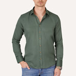 Diamond Patterned Button-Up Shirt // Green (L)