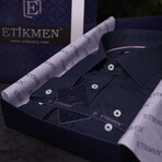 Diamond Patterned Button-Up Shirt // Navy (XL)