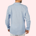 Textured Weave Button-Up Shirt // Blue (S)