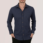Flannel Button-Up Shirt // Navy (L)