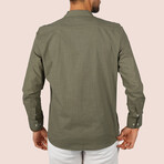 Textured Weave Button-Up Shirt // Khaki (S)