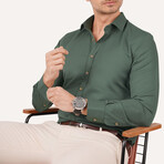 Diamond Patterned Button-Up Shirt // Green (L)