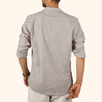 Textured Weave Button-Up Shirt // Beige (M)