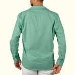 Textured Weave Button-Up Shirt // Mint (S)