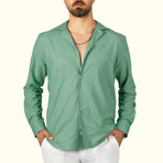Textured Weave Button-Up Shirt // Mint (S)