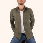 Plaid Flannel Button-Up Shirt // Khaki (L)