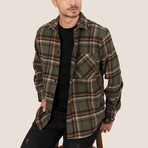 Plaid Flannel Button-Up Shirt // Green + Orange (S)