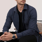 Flannel Button-Up Shirt // Navy (L)