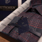 Plaid Flannel Button-Up Shirt // Navy (2XL)