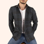 Plaid Flannel Button-Up Shirt // Black (M)