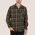Plaid Flannel Button-Up Shirt // Green + Orange (S)