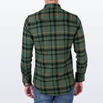 Plaid Button-Up Shirt // Green + Orange (S)