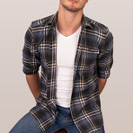 Plaid Flannel Button-Up Shirt // Blue + White (S)
